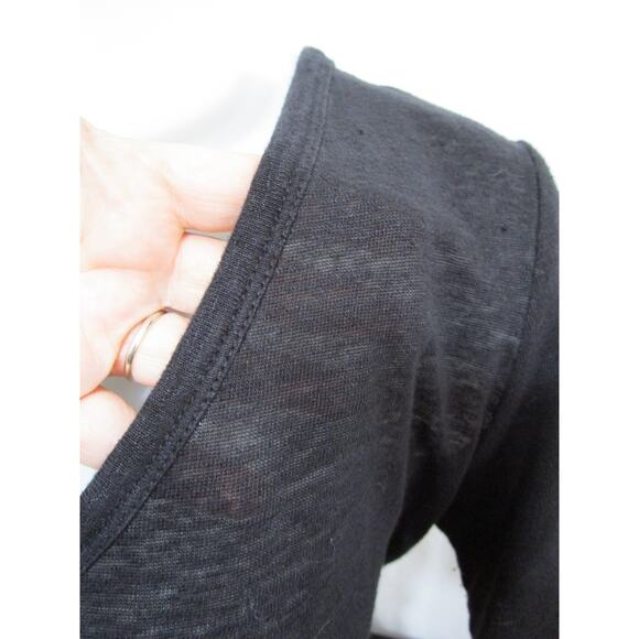 Banana Republic Black Semi-Sheer Linen Blend V Neck T Shirt Women S - Picture 3 of 7